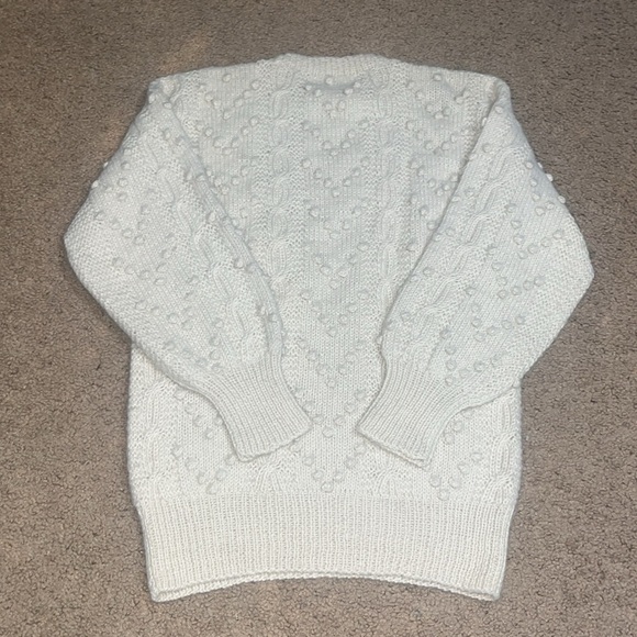 Andean Imports Peru Vintage 100% Alpaca Wool Hand Knit Cable Knit Bobble Sweater - Picture 8 of 8